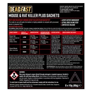 Deadfast Mouse and Rat Killer Plus Rodent Control Poison 8 Sachets