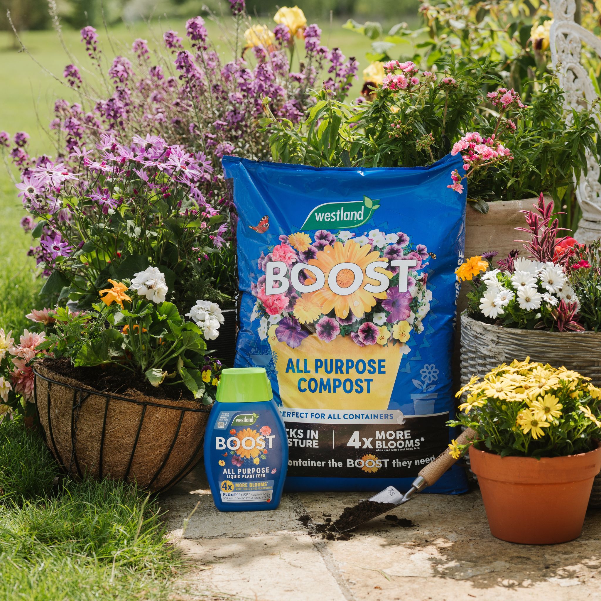 boost all purpose compost and boost feed with flowers