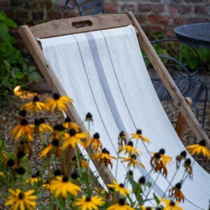 deck chair in tom allen's garden